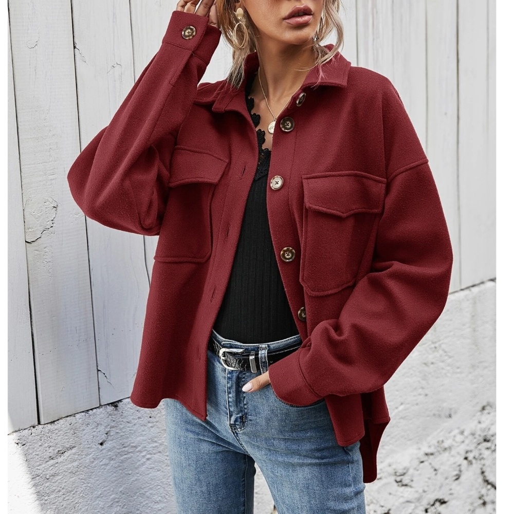Cozy Boyfriend fit Button Down Oversized Jacket Shacket - Picture 3 of 11